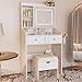 Viaozutis Vanity, Small Vanity Desk with Sliding Mirror, Dimmable LED Lights, 2 Drawers,Vanity Table Ideal for Bedroom (White)