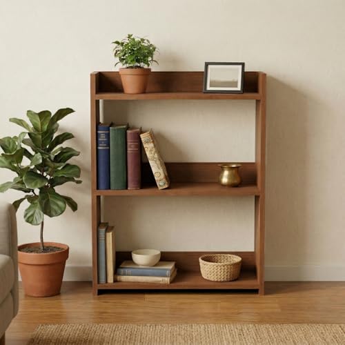 Image of DFC Element Crysta Shelf for Home, Living Room & Bedroom | Engineered Wood Storage Shelf with Open Display Design | Space Saving Organizer for Books, Decor & Daily Essentials (Natural Oak, 3 Level)