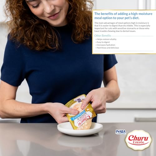 INABA Churu Entree Bisque Wet Cat Food, Chicken Salmon, 6ct | Complete & balanced wet cat food, Digestive support, Immune support, 90% moisture, Creamy bisque, 6 x 1.76 oz pouches - image 7