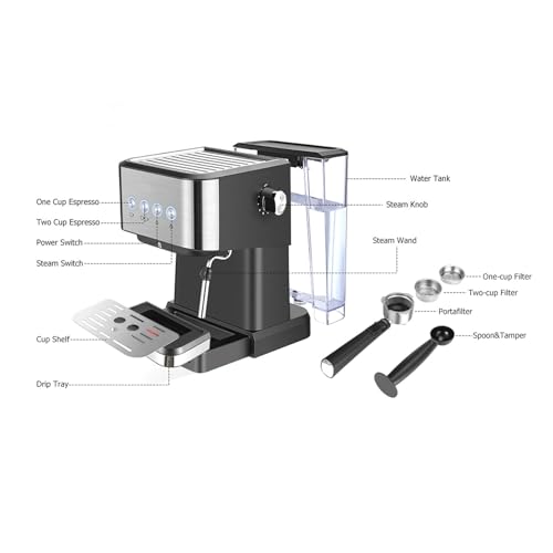 Cafetera semi automática con tanque 1.5 L y vaporizador miniatura 7