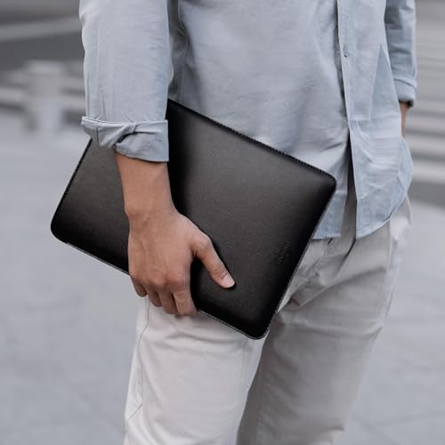 Image of Comfyable Laptop Sleeve 13 Inch Precisely Compatible with MacBook Pro M2 2022 M1 2020-2016 & Mac Air M4 2025 M3 2024 M2 2022 M1 2020, Faux Leather Cover Case, Black