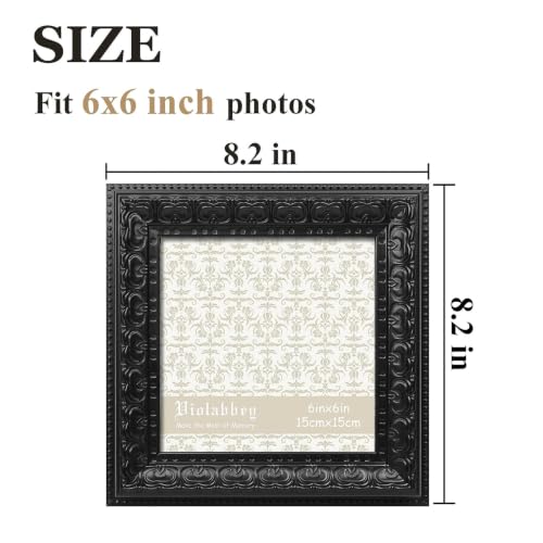Image of VIOLABBEY 6x6 Picture Frame Antique Black, Vintage Photo Frame | Small Antique Ornate Frame, Square Frame for Wall or Tabletop Display, Classic Design for Home and Office Decor