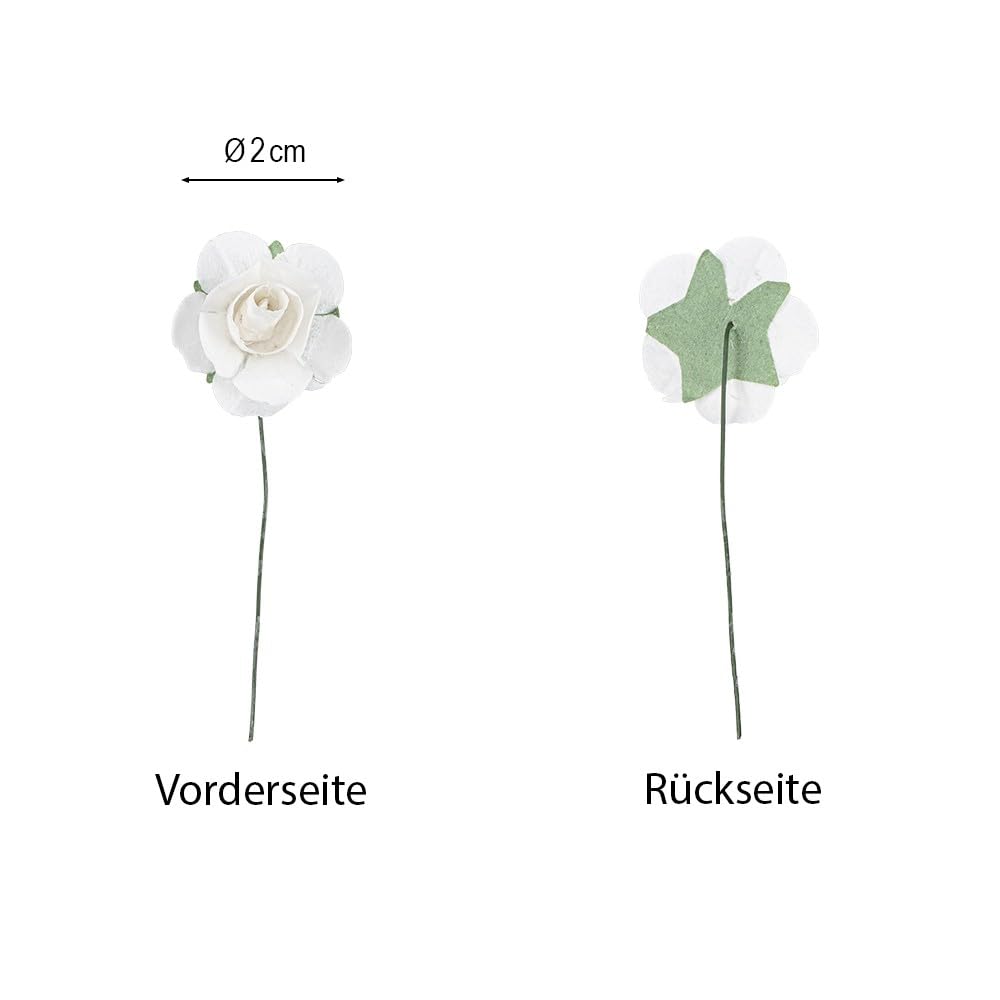 Ideen mit Herz Cespuglio di fiori, composizione floreale artificiale, bouquet, rose, fiori decorativi con gambo lungo, 15 fiori, diametro di circa 2,5 fino a 4 cm (crema