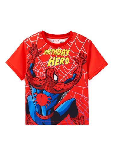 Marvel Spiderman Shirts Spider-Man Birthday Boy Shirt Short Sleeve Toddler Boys T-Shirts Long Lasting Graphic Tops Cotton Tees Kids Summer Outfit 2T