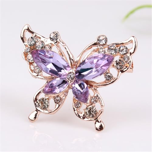 Image of coadipress Butterfly Brooch Pins Chic Romantic Elegant Rhinestone Crystal Insect Brooch Pin Women Corsage Scarf Shawl Clothing Accessories Wedding Party Banquet