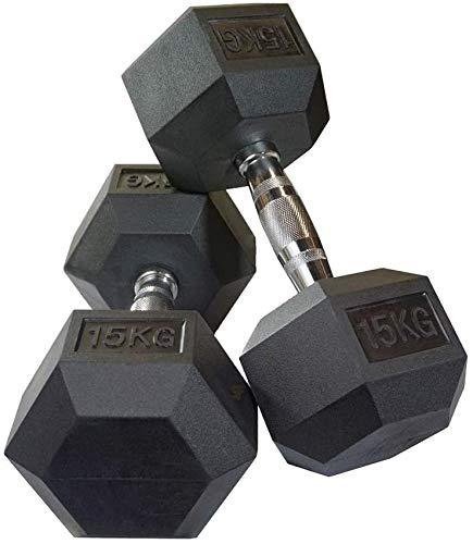 Prosportsae Rubber Hex Dumbbells – Solid Cast Iron Core Rubber Coated Head Dumbbell Weights For Exercises At Home And Commercial Gym – 2.5 To 50 Kg – Sold In Pair (2 Pcs)