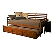 Kodiak furniture twin size daybed with trundle wooden slats in wood in brown no box spring needed easy assembly  urban country home decor