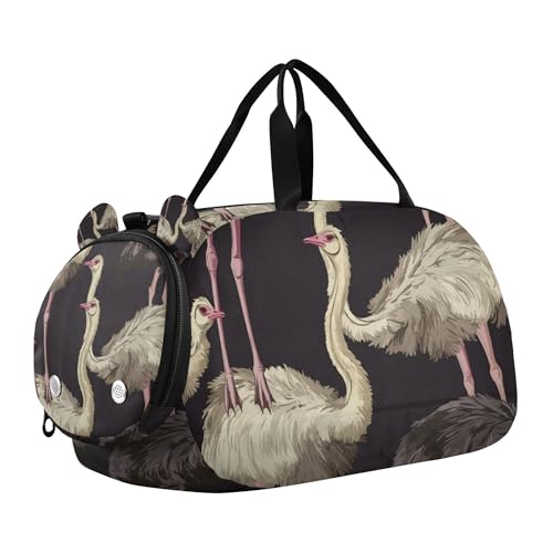 Glaphy African Ostrich Animals Duffle Bag for Toddler Boys Girls, Gym Sports Bag with Shoe Compartments, Kids Travel Overnight Weekender Shoulder Bag