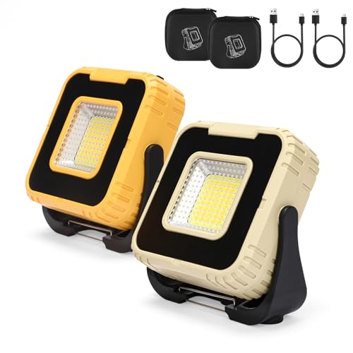2-Pack 5000mAh LED Grill & Work Lights, Super Bright 1000LM Rechargeable Magnetic Lamp for BBQ, Camping, Emergency, 6 Light Modes & USB Output
