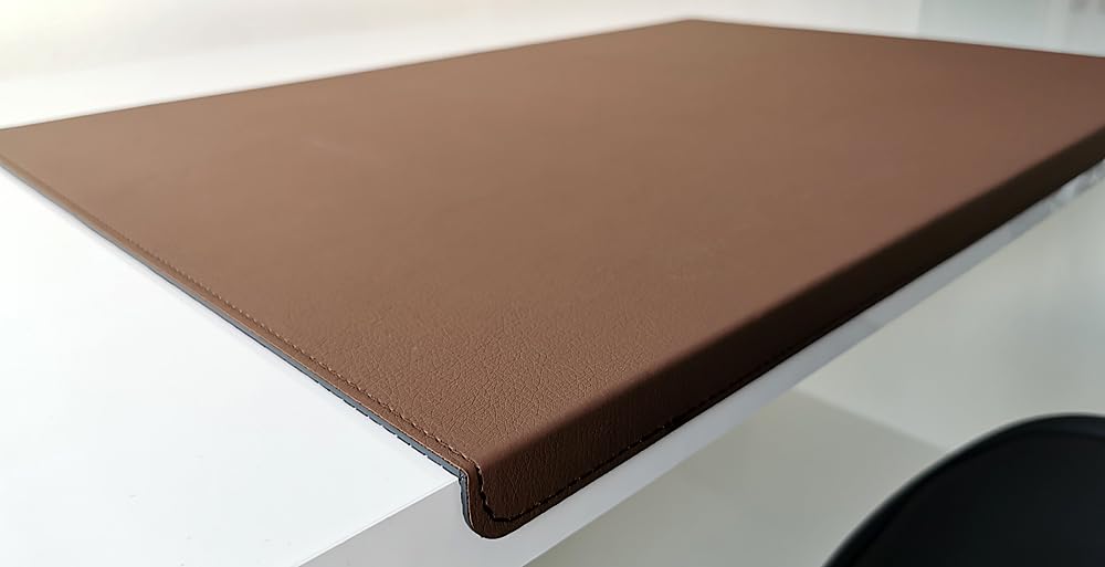 PM Gewinkelte Schreibtischunterlage mit Kantenschutz sanft lux Leder Braun (70cm x 48cm)