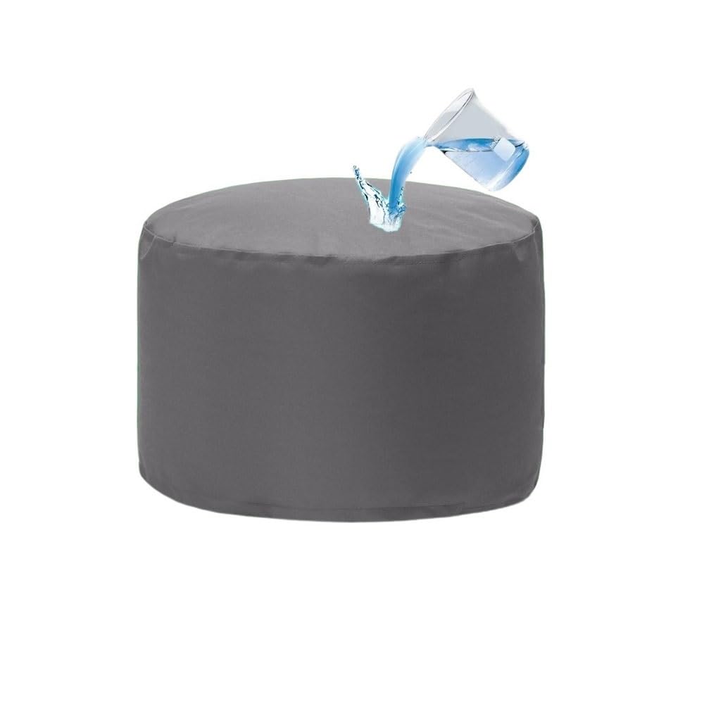 SXBCyan Funda para Puff (sin Relleno) Puf Otomano Redondo Impermeable para Interior Y Exterior, Reposapiés, Otomana De Almacenamiento Jardín, Campamento, Playa(Gray)
