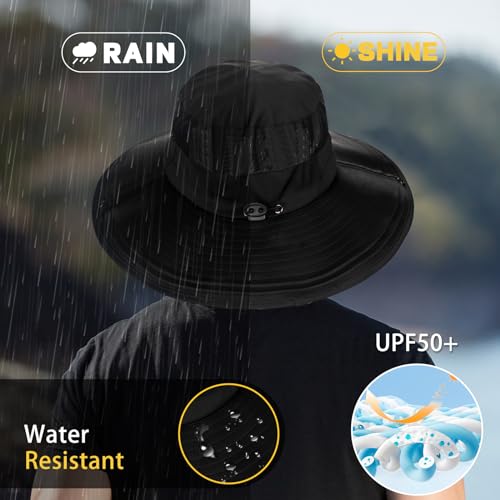 Image of Cooling Sun Hat for Men Women,Wide Brim Bucket Hat Foldable Boonie Hat for Fishing Hiking Garden Safari Beach