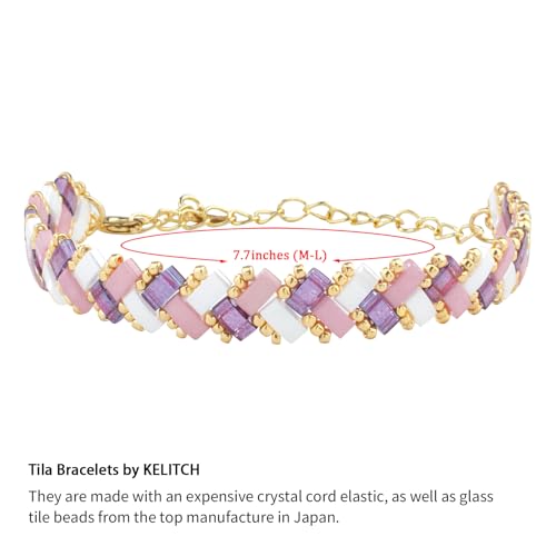 Image of KELITCH Colorful Tila Beaded Bracelets Women Strand Friendship Bracelet Handmade New Link Cuff Bracelets