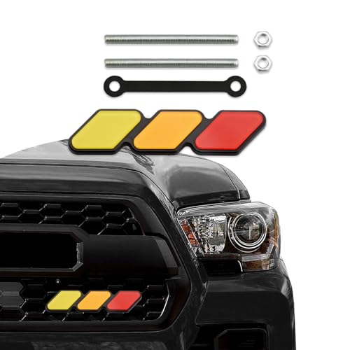 Grille Decor Badge 3-Color Upgrade Emblem Grille Insert Trims Tri-Color Grille Badge Emblem Car Decoration Accessories Fit for Most Vehicles (Yellow Orange Red)