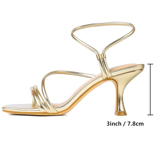 Image of Mostrin Womens Sandals Strappy Heels for Women Ankle Strap Lace Up Heels Square Open Toe Heels Tie Up Stiletto High Heeled Sandals for Prom, Party, Daily Wear