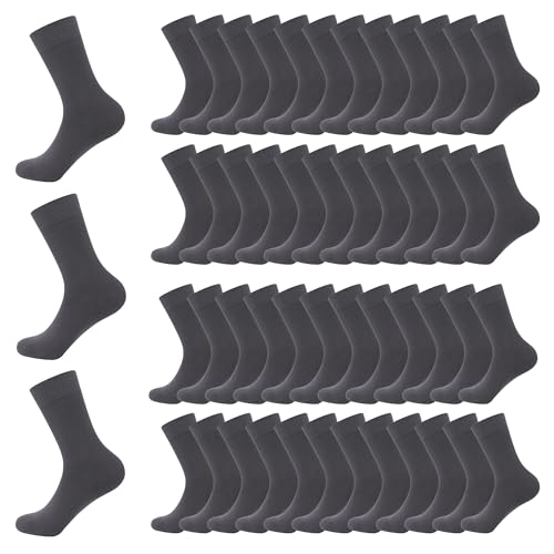 Viscose Bamboo Men's Thin Dress Socks Lightweight Wholesale Bulk Bratherable Soft Crew Sock Stretch 48 Pairs