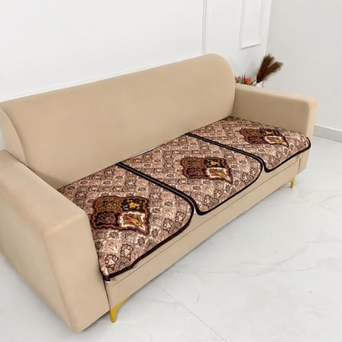 Image of Homerz Premium 'Maharaja Paradise Series' Sofa Cover | Net Fabric Sofa Cover | Washable, Anti-Dust Backed & Wrinkle Resistant Cover (Noor Mahal, 5 (3+1+1) Seater, Only Seat Cover)