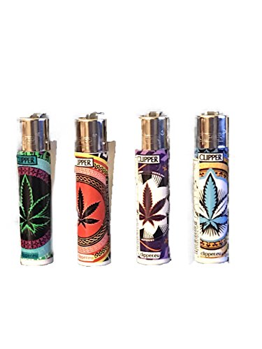 4 Clipper Refillable Lighter - Weeds by Shibers Set