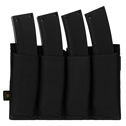 KRYDEX Quad Open Top SMG Magazine Pouches MOLLE MP5/ MP7 / Kriss Mag Pouch (BK)