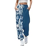 Pantalones de ocio para mujer, largos y cálidos, pantalones de chándal para mujer, algodón, invierno, estampados, pantalones de Navidad, cintura alta, con cordón, pantalones de esquí de fondo,