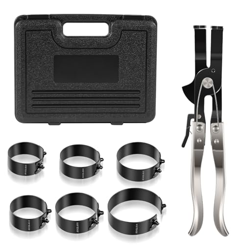Piston Ring Compressor Tool Set 940387 Used for Car Engine, Vehicle Maintenance Clamps, Ratchet Pliers, Storage Case, Piston Size Coverage from 2-7/8