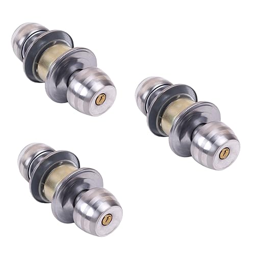 通路ドアノブ 玄関レバードアハンドル 屋内ドアロック ホール 通路ドアノブ プライバシードアレバー インテリアドアハンドル エントリドアノブ キー寝室ドアドア付き 3個