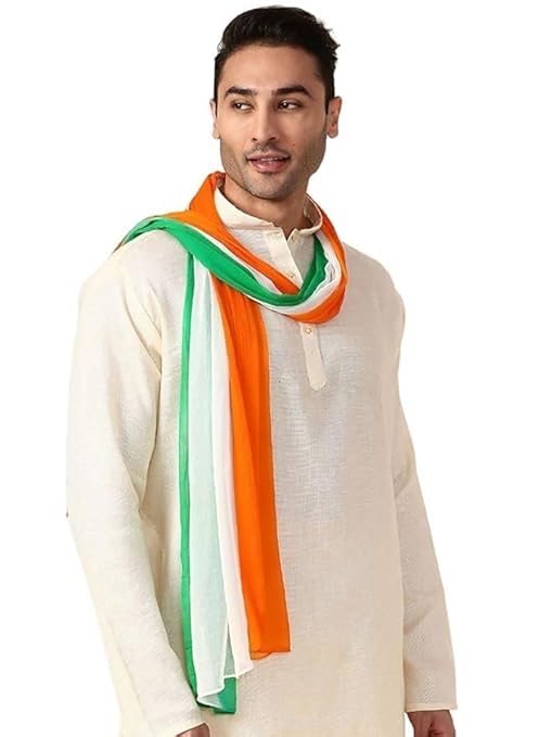 Image of men's Tie-Dye Chiffon Fabric Dupatta tricolour Tiranga chunni 2.25 mtr (REPUBLIC,INDEPENDENCE DAY SPECIAL) (PACK 1)