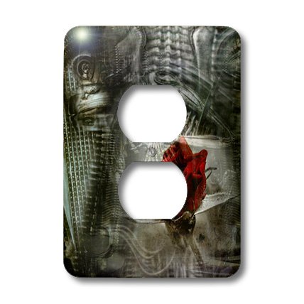 Gothique Steampunk avec 2 prises de courant Rose rouge plaque 3dRose
