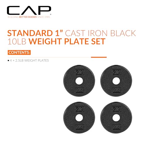 Image of CAP Barbell Standard 1-Inch Cast Iron Weight Plates - Singles & Sets | 1.25-50 lbs | Multiple Options