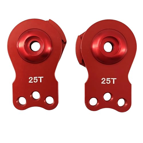 2Pcs Aluminum Adjustable 25T Hi-Torque Servo Saver for 1/10 RC Cars, Compatible with Traxxas TRX4, TRX6, SCX10, Capra, Futaba & Tamiya Servos (Red)