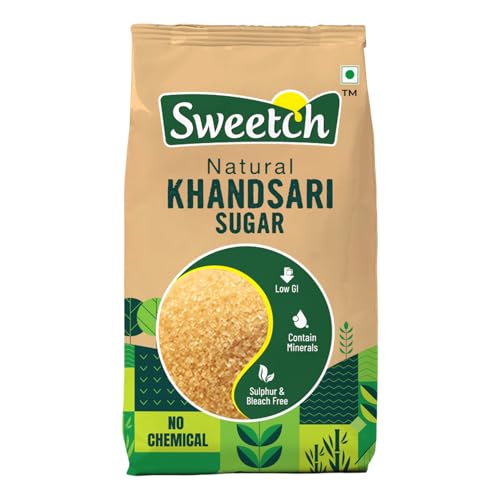 Image of Sweetch Natural Khandsari Sugar (Raw cane Sugar) 1Kg Desi Khand Sugar, Unrefined & Unprocessed, Low GI, No Chemical, Sulphur & Bleach Free | Healthy Natural Sweetener For Cooking & Baking, Refine Sugar Alternative, (Pack of 3)