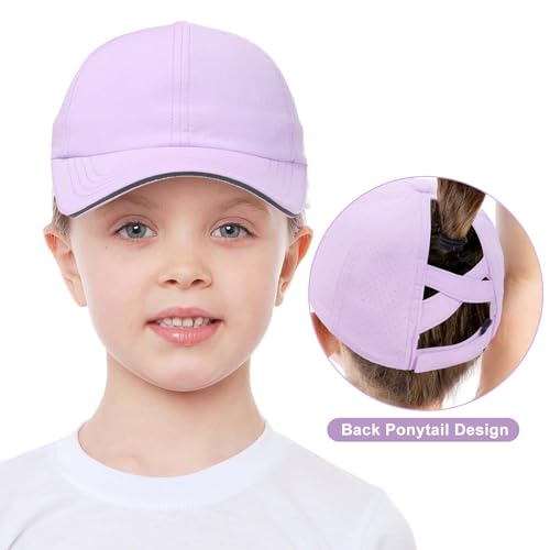 Actlati WTO486A06@FBA Girls Criss Cross Ponytail Hat Mesh Baseball Cap Kids Quick Dry Ponycap Hats Outdoor Summer Sports Hat Age 7-12 thumb #4