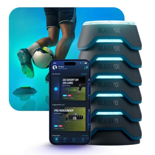 Image of BlazePod Soccer Reaction Training Kit - 4 Smart Light Pods for Speed, Ball Control & Game IQ - Football Reflex Training for Players & Coaches - App Access Included