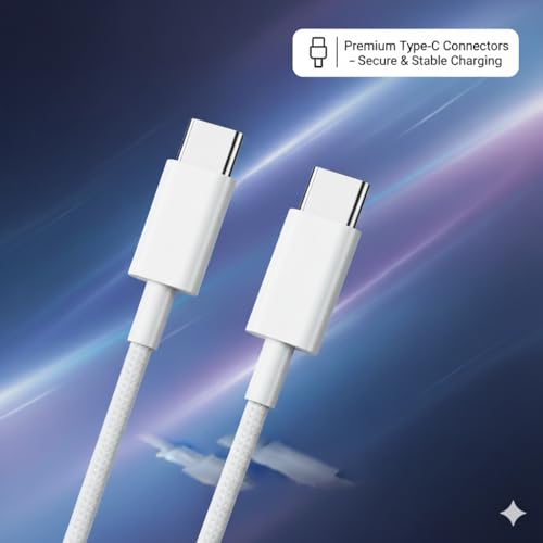 Image of HANYCONY 20W PD USB-C Charger with C to C Nylon Cable | Fast Charging for iPhone 16 15 Pro Max iPad Pro Air 5 Mini | Supports 27W Power Delivery | Original Charging Speed