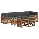 vidaXL Sofagarnituren 9 pcs Natur und Anthrazit Massivholz Akazie, Moderne Garten-Sofa-Garnitur, Robustes Outdoor-Sofa, braunes Akazienholz, stylische Sitzgruppe für deinen Garten