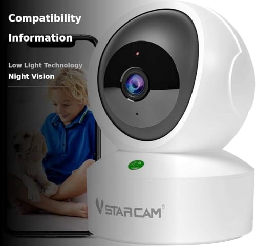 VSTARCAM 2K QHD Security Camera Indoor, Room Camera Baby Monitor 360° for Home Security, WiFi Camera with 2.4 GHz Wi-Fi, One-Touch Call, Smart Motion Tracking, IR Night Vision