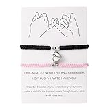 2pcs Handmade Braided Heart Couple Bracelets Mutual Attraction Matching Bracelet for Couples Women Men Boyfriend Girlfriend Best Friend Jewelry Lover Gifts-black+pink