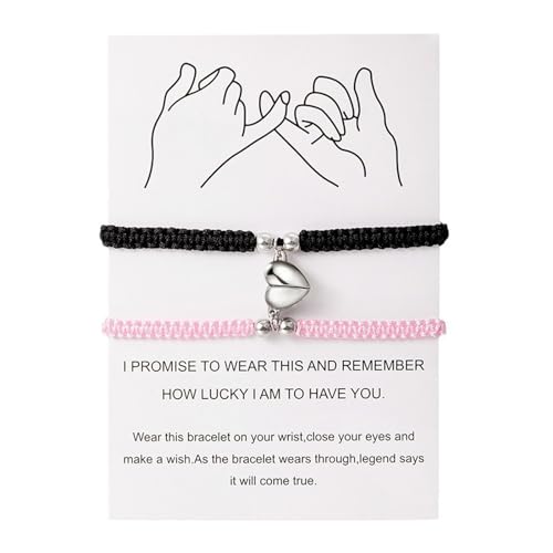 2pcs Handmade Braided Heart Couple Bracelets Mutual Attraction Matching Bracelet for Couples Women...