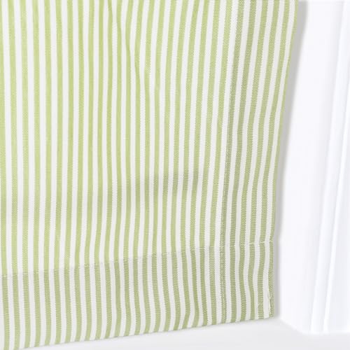 Image of TWOPAGES No Drill Cordless Farmhouse Ticking Stripe Roman Shades Roman Blinds for Windows, Custom Made Light Filtering Blackout Blinds Shades for French Door, Olivine Pinstripe, 1 Piece