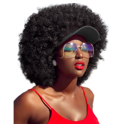 VAVANGA Baseball Cap Hair Attached Afro Hair Short Baseball