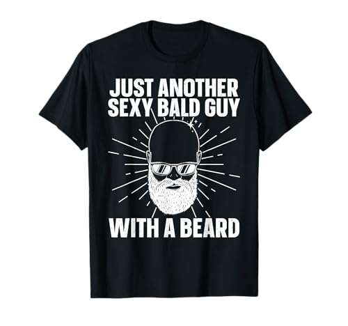Funny Bald Man Art For Men Boys Facial Hair Bearded Bald Guy T-Shirt