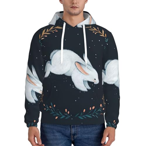 Pull à capuche en polaire pour hommes avec imprimé lapin - 2