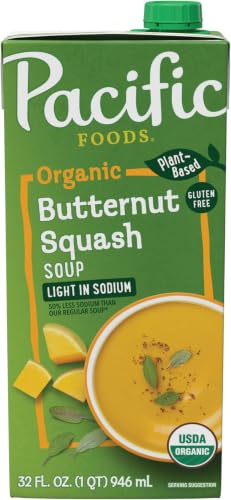 Image of Pacific Foods Light in Sodium Organic Butternut Squash Soup, 32 oz Carton (Pack of 12)