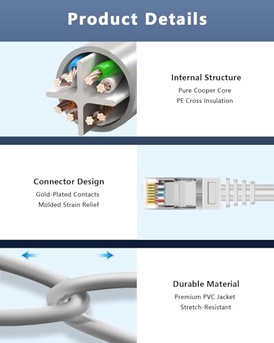 Cable Ethernet Cat 5e exterior e interior OOSSXX de red de 100 pies 3