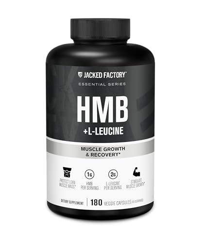 Jacked Factory HMB + Leucine Capsules - L-Leucine 2g, HMB 1g - Stimulate Muscle Growth, Protect Lean Muscle Mass, and Improve Athletic Performance - 180 Capsules