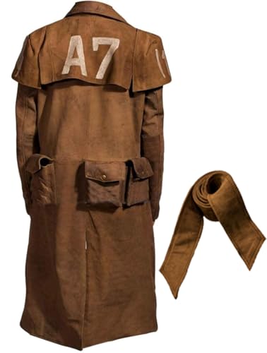 J'Jackin Men's New Vegas A7 NCR Veteran Ranger Armor Coat - Leather Duster Full Length Western Cowboy Trench Coat Men