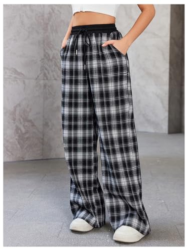Image of SOLY HUX Women's Plaid Checkered Pants Flannel Pajama Pants with Pockets