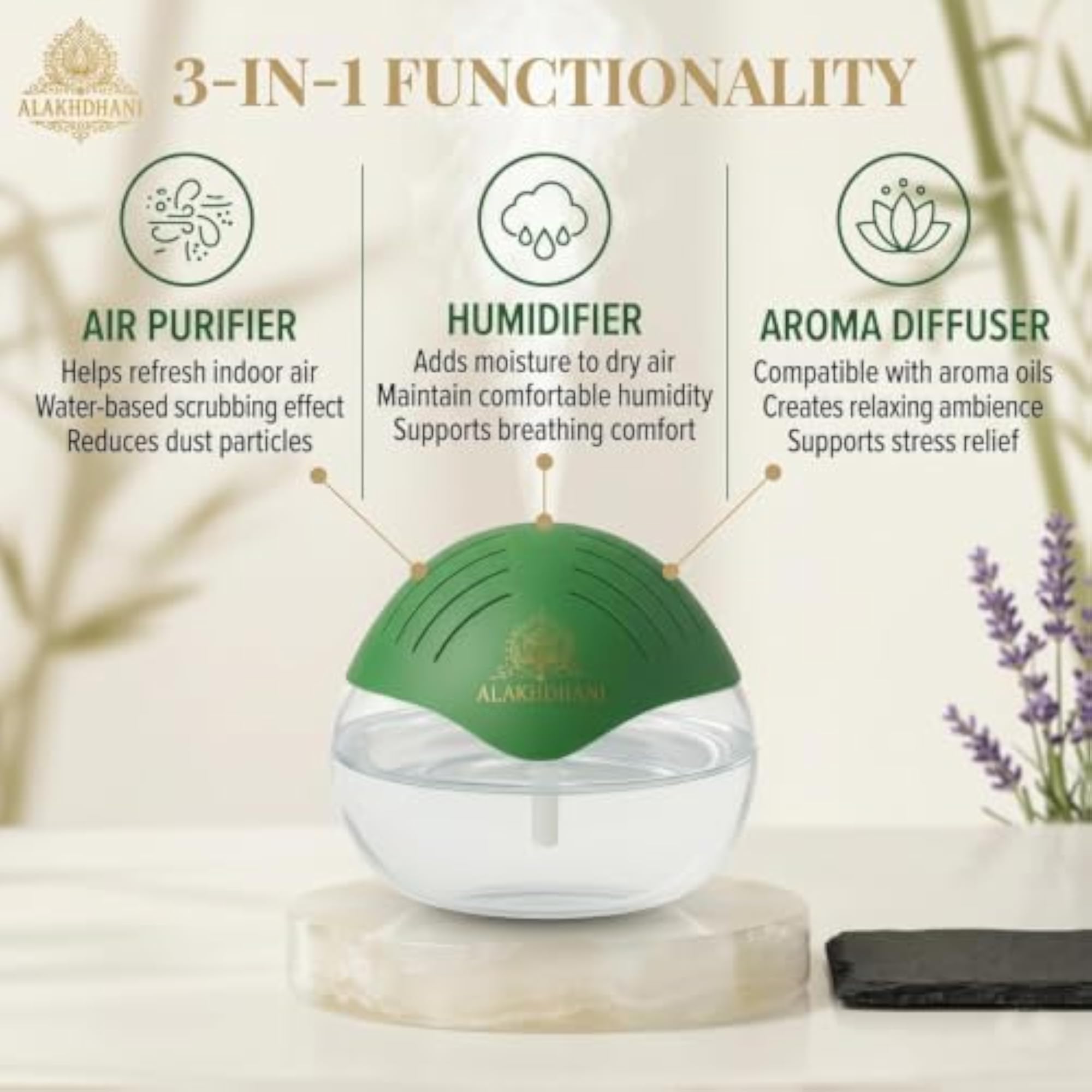 1.5L Air Diffuser & Humidifier with 6 Essential Oils