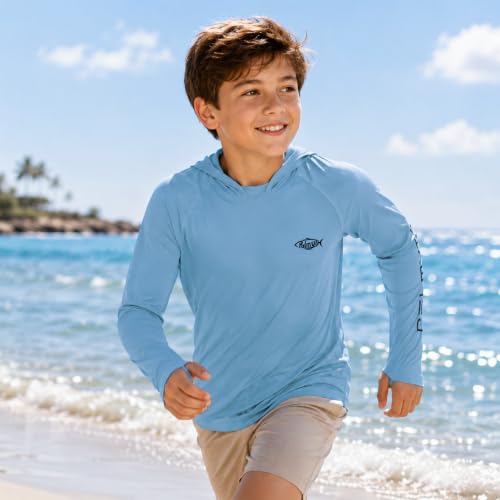 Image of Palmyth Boys Fishing Shirt UPF 50+ Youth Long Sleeve Shirts with Hooded