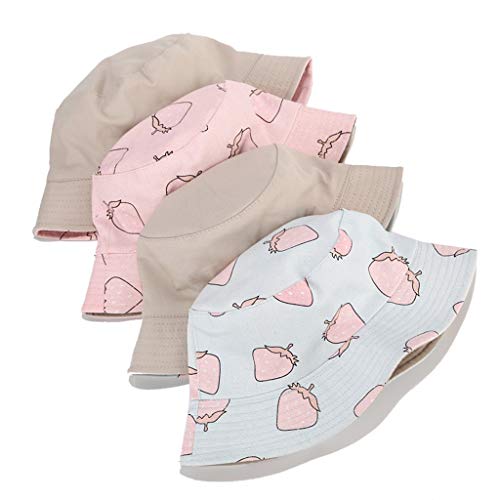 GUMEI-Femmes-Summer-Strawberry-Print-Bucket-Hat-Casquette-de-pecheur-reversible-a-Double-Face